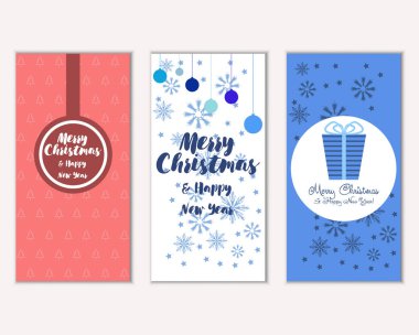 mutlu Noeller ve mutlu yeni yıl tebrik kartları vektör çizim      