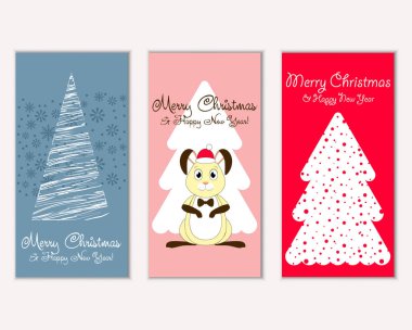 Renkli Noel kartları ile yeni yıl süslemeleri, illüstrasyon vektör