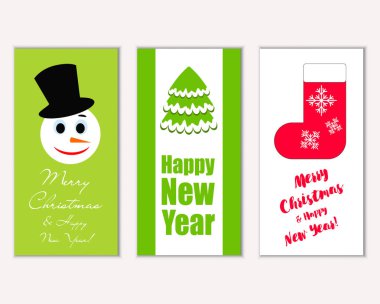 mutlu Noeller ve mutlu yeni yıl tebrik kartları vektör çizim       