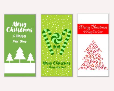 mutlu Noeller ve mutlu yeni yıl tebrik kartları vektör çizim