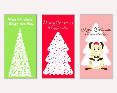 Renkli Noel kartları ile yeni yıl süslemeleri, illüstrasyon vektör