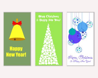 Renkli Noel kartları ile yeni yıl süslemeleri, illüstrasyon vektör