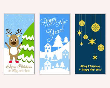 vektör çizim kış tatil tebrik kartları