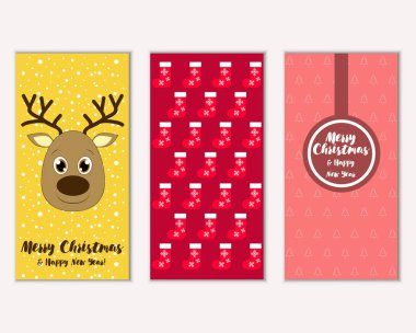mutlu Noeller ve mutlu yeni yıl tebrik kartları vektör çizim