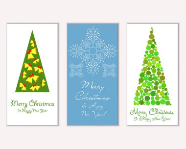 Mutlu Noeller ve mutlu yeni yıl tebrik kartları. Vektör çizim   