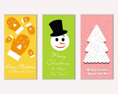 mutlu Noeller ve mutlu yeni yıl tebrik kartları vektör çizim       