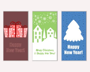 mutlu Noeller ve mutlu yeni yıl tebrik kartları vektör çizim      
