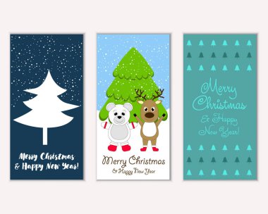 vektör çizim kış tatil tebrik kartları