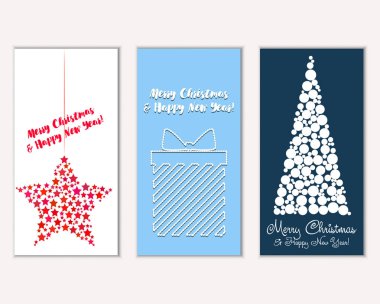 Mutlu Noeller ve mutlu yeni yıl tebrik kartları. Vektör çizim   