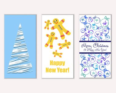 vektör çizim kış tatil tebrik kartları