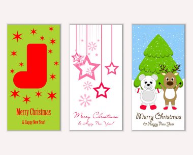 vektör çizim kış tatil tebrik kartları