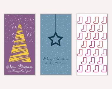 Mutlu Noeller ve mutlu yeni yıl tebrik kartları. Vektör çizim     
