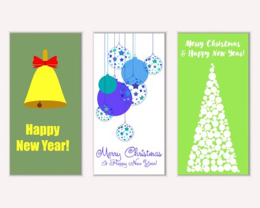 Renkli Noel kartları ile yeni yıl süslemeleri, illüstrasyon vektör