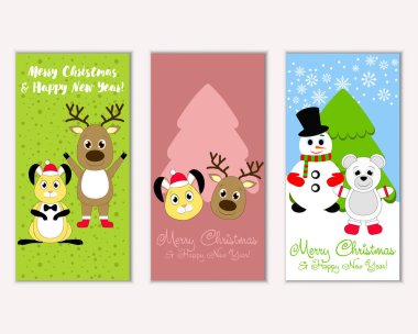 Renkli Noel kartları ile yeni yıl süslemeleri, illüstrasyon vektör