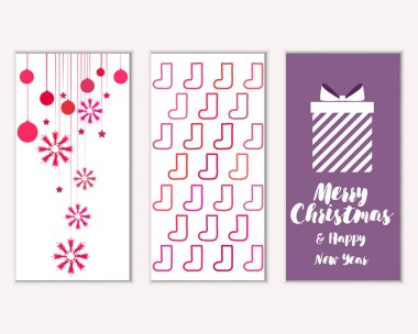 mutlu Noeller ve mutlu yeni yıl tebrik kartları vektör çizim     