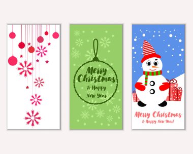 mutlu Noeller ve mutlu yeni yıl tebrik kartları vektör çizim
