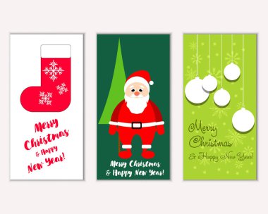mutlu Noeller ve mutlu yeni yıl tebrik kartları vektör çizim       