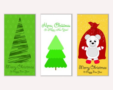 Mutlu Noeller ve mutlu yeni yıl tebrik kartları. Vektör çizim 