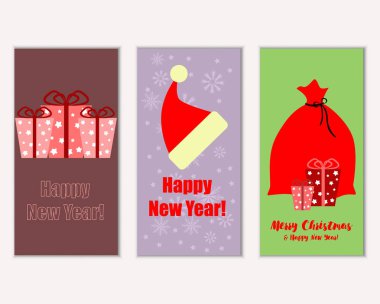 vektör çizim kış tatil tebrik kartları