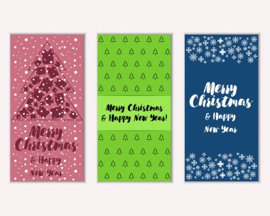 Renkli Noel kartları ile yeni yıl süslemeleri, illüstrasyon vektör