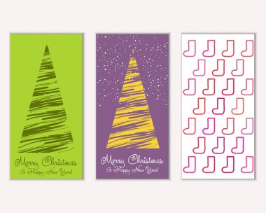 Mutlu Noeller ve mutlu yeni yıl tebrik kartları. Vektör çizim     