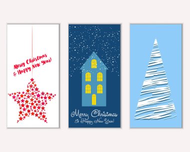 vektör çizim kış tatil tebrik kartları