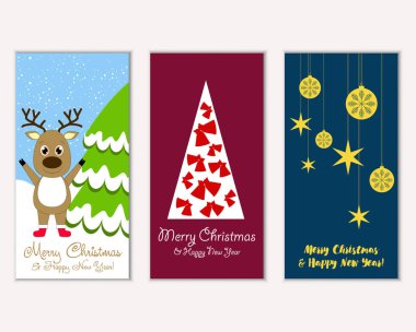 vektör çizim kış tatil tebrik kartları