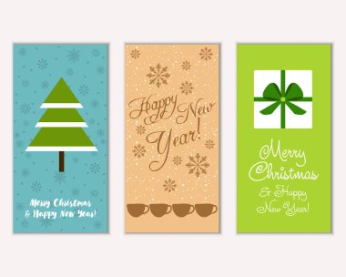 vektör çizim kış tatil tebrik kartları