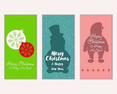 mutlu Noeller ve mutlu yeni yıl tebrik kartları vektör çizim