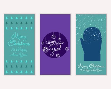 vektör çizim kış tatil tebrik kartları