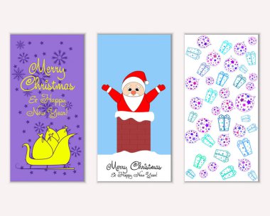 vektör çizim kış tatil tebrik kartları