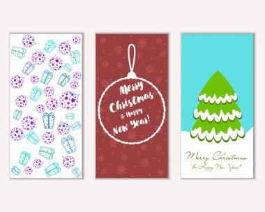 vektör çizim kış tatil tebrik kartları