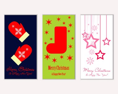 vektör çizim kış tatil tebrik kartları