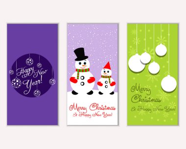 mutlu Noeller ve mutlu yeni yıl tebrik kartları vektör çizim