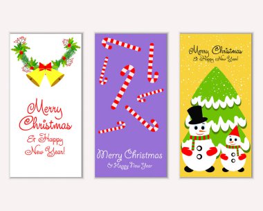 mutlu Noeller ve mutlu yeni yıl tebrik kartları vektör çizim