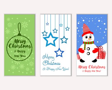 mutlu Noeller ve mutlu yeni yıl tebrik kartları vektör çizim