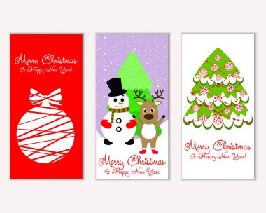 mutlu Noeller ve mutlu yeni yıl tebrik kartları vektör çizim