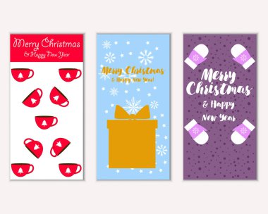 mutlu Noeller ve mutlu yeni yıl tebrik kartları vektör çizim       