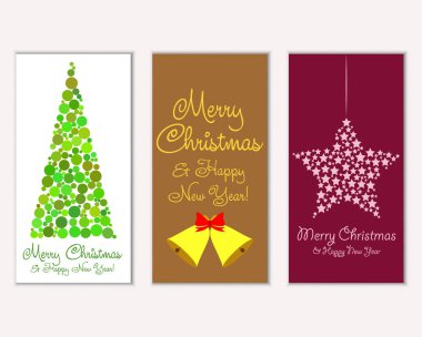 Mutlu Noeller ve mutlu yeni yıl tebrik kartları. Vektör çizim   