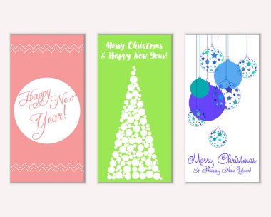 Renkli Noel kartları ile yeni yıl süslemeleri, illüstrasyon vektör