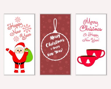 vektör çizim kış tatil tebrik kartları