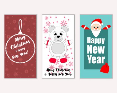 vektör çizim kış tatil tebrik kartları