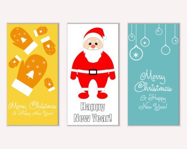 mutlu Noeller ve mutlu yeni yıl tebrik kartları vektör çizim       