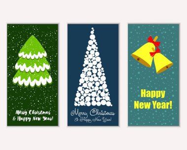 vektör çizim kış tatil tebrik kartları