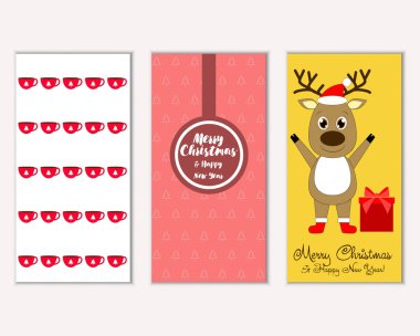 mutlu Noeller ve mutlu yeni yıl tebrik kartları vektör çizim