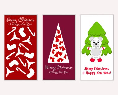 Mutlu Noeller ve mutlu yeni yıl tebrik kartları. Vektör çizim 