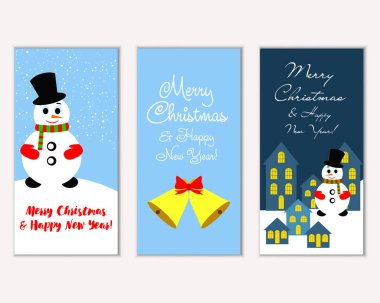 mutlu Noeller ve mutlu yeni yıl tebrik kartları vektör çizim