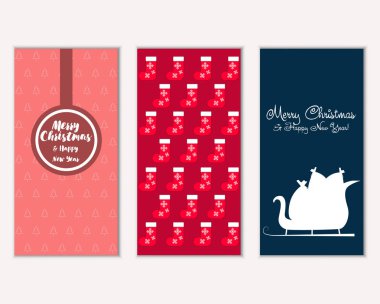 mutlu Noeller ve mutlu yeni yıl tebrik kartları vektör çizim