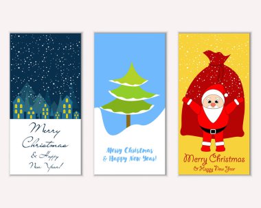 vektör çizim kış tatil tebrik kartları