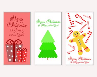 Mutlu Noeller ve mutlu yeni yıl tebrik kartları. Vektör çizim 
